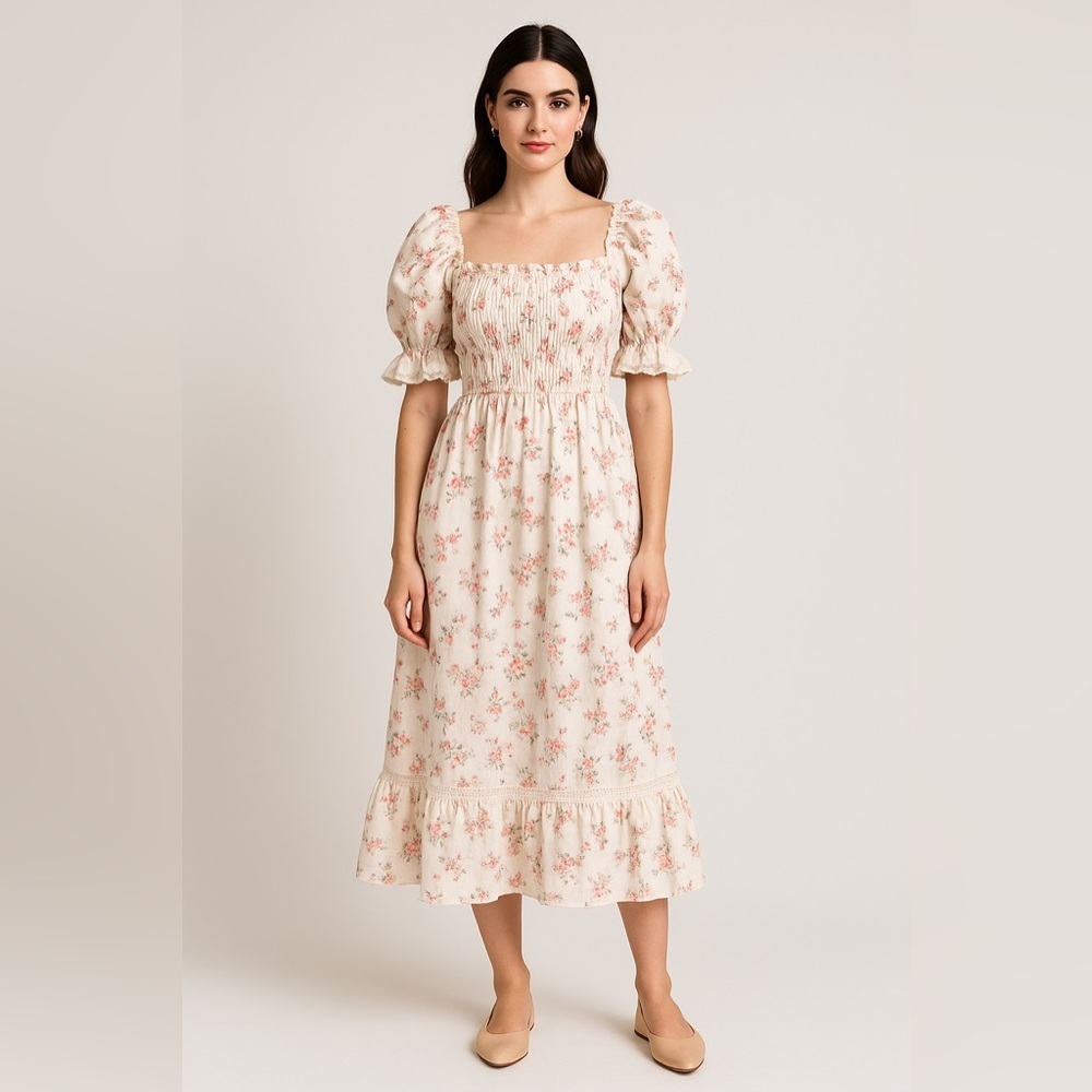 Lug Von Siga Elisa Floral Print Cotton Cottagecore Maxi Dress size 40 (8-10)